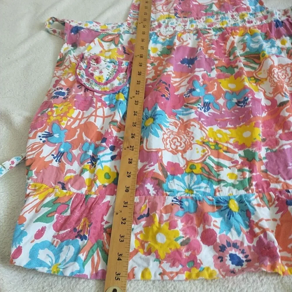 Sur La Tabla Apron Womens Floral 100% Cotton Halter Ties Pockets Bib Colorful